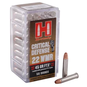 New Hornady Critical Defense 22 Winchester Magnum Rimfire (WMR) Ammo 45 Grain Hornady FTX Polymer Tip