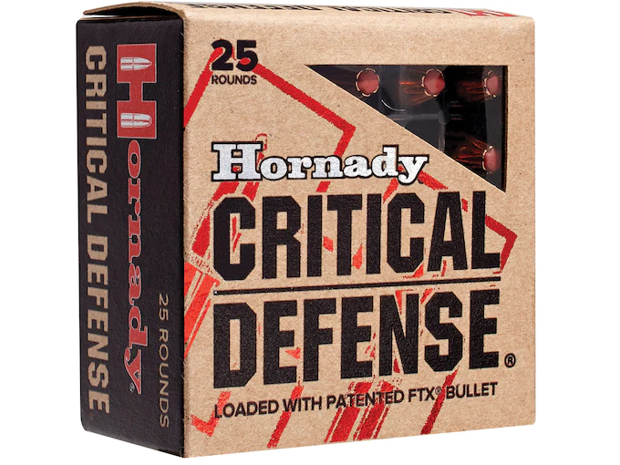 Real Hornady Critical Defense 9mm Luger Ammo 115 Grain Hornady FTX Polymer Tip Box of 200 rounds